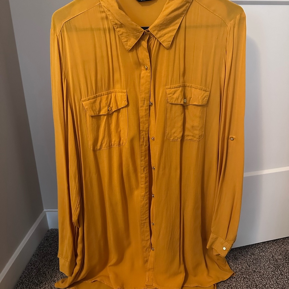 Mustard Yellow Button-Up tunic shirt